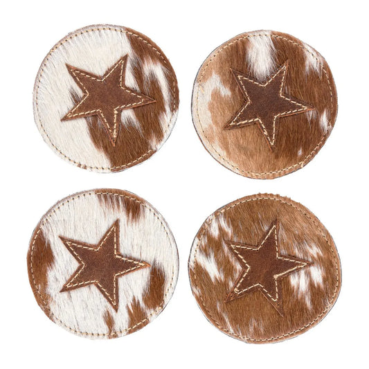 Cowhide Coaster Set (4) - Jersey Stars
