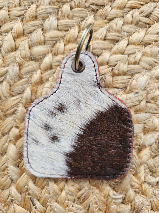 BROWN & WHITE EARTAG - (Aged Leather Back)