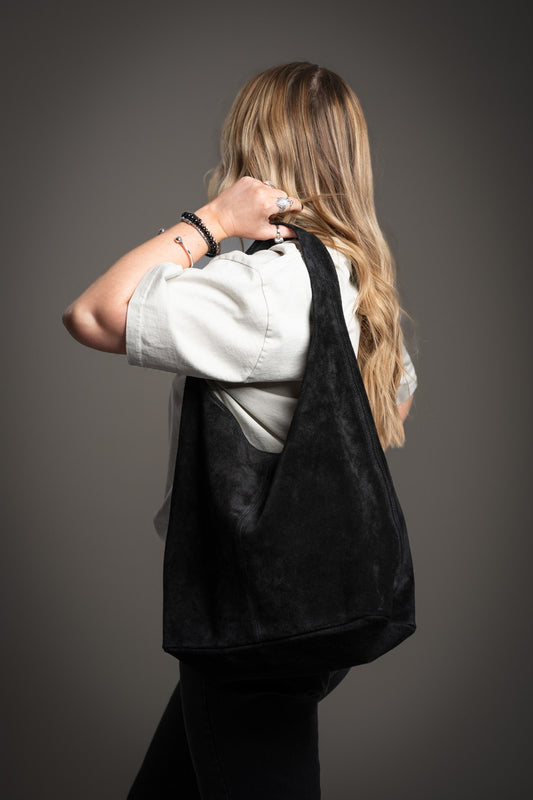 Gia - Noir Luxe Suede Tote