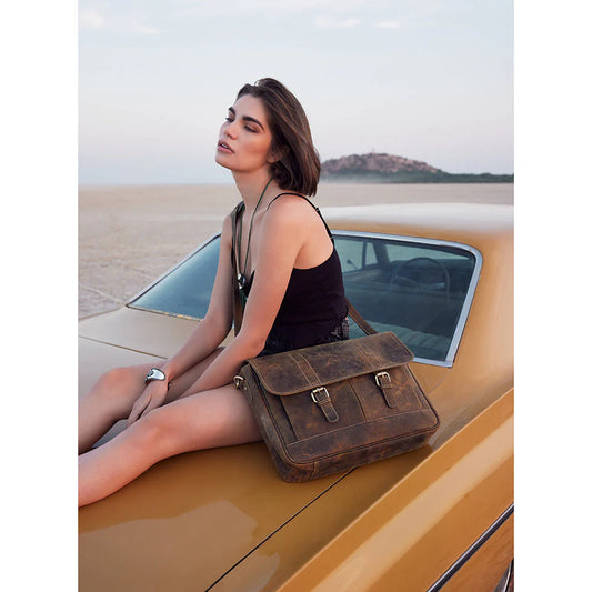 Shaye Aged Leather Satchel