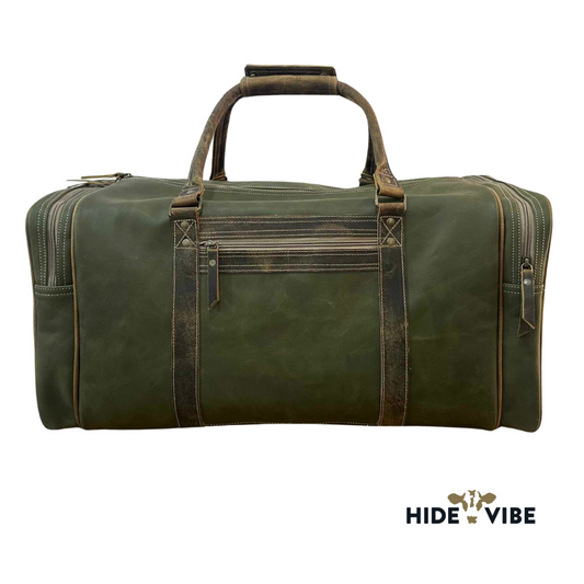 NGAHERE Green Aged Leather Duffle