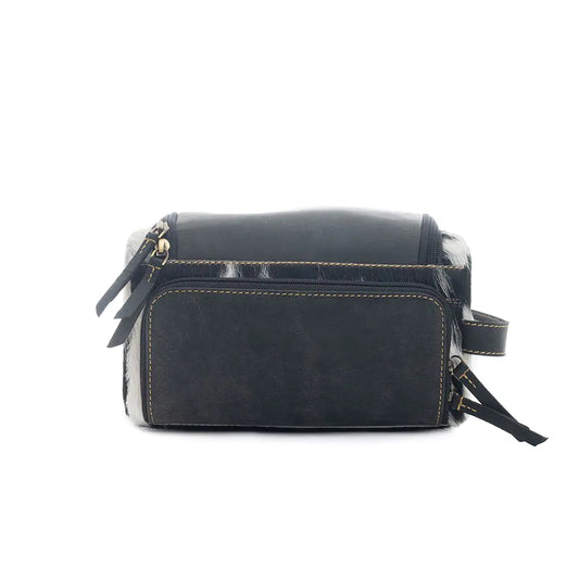 Cowhide Makeup Kit / Toilet Bag - B & W