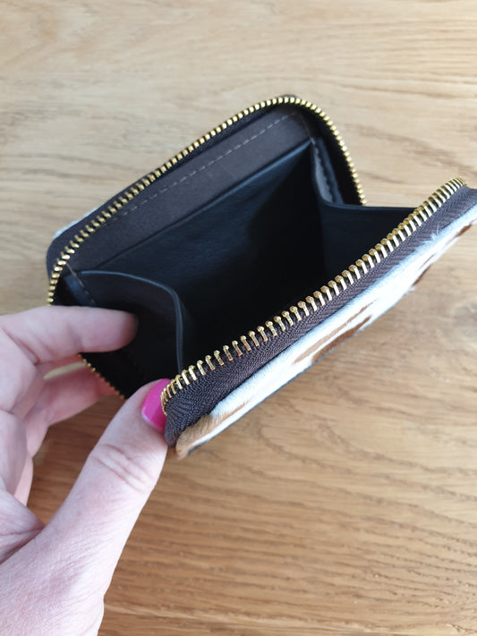 Cutie Pie Coin Purse - Black & White Cowhide