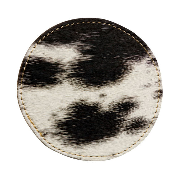 Cowhide Coaster Set (4) - Black & White Round