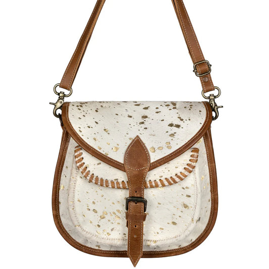 Lucy - Gold Fleck Aged Leather - Shoulder Bag