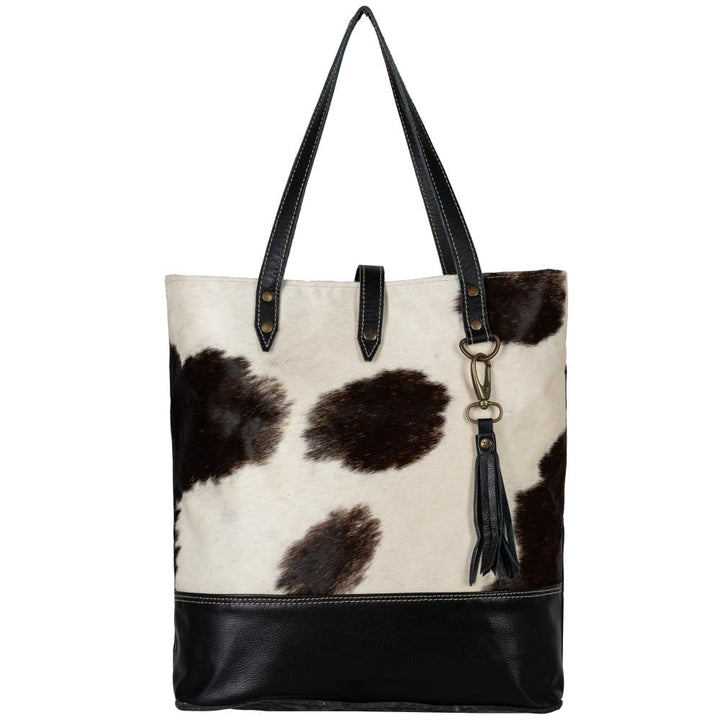 Faye - B &amp; W Cowhide Tote