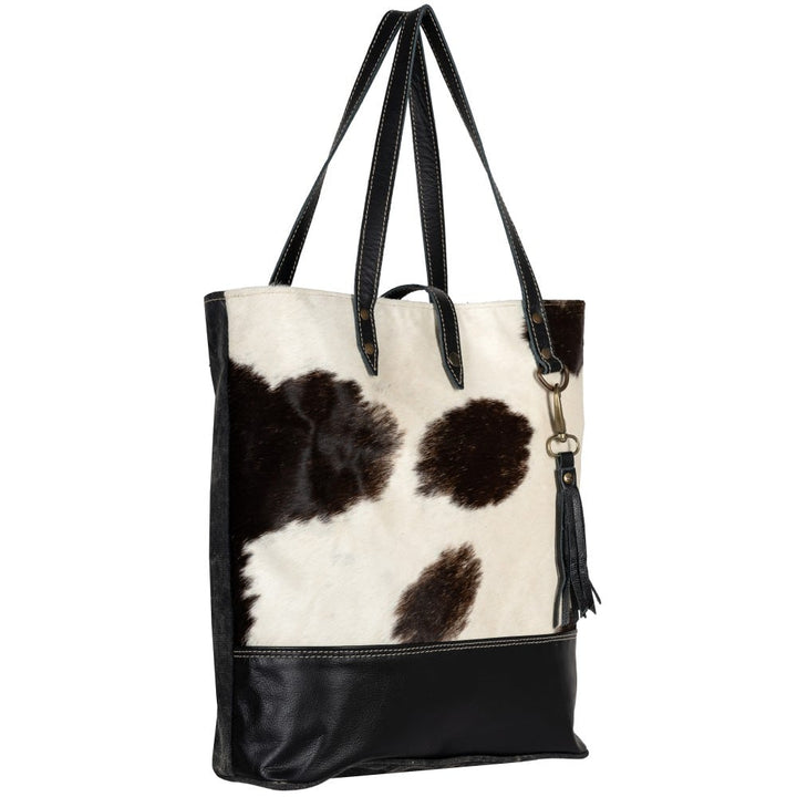 Faye - B &amp; W Cowhide Tote