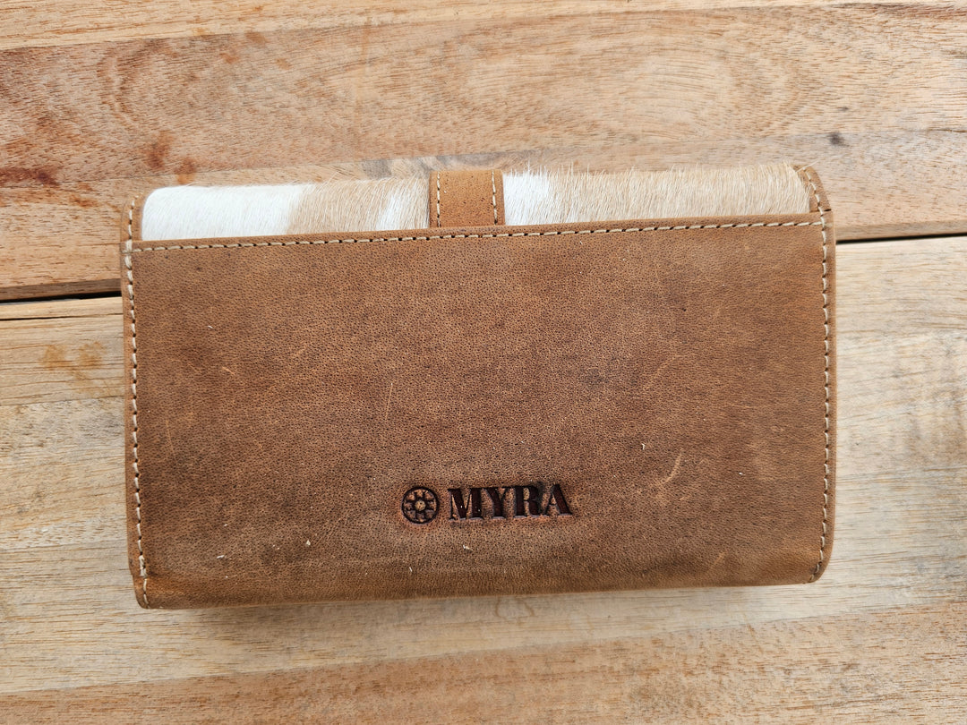 Amber - Aged Leather &amp; Cowhide Tri Fold Wallet