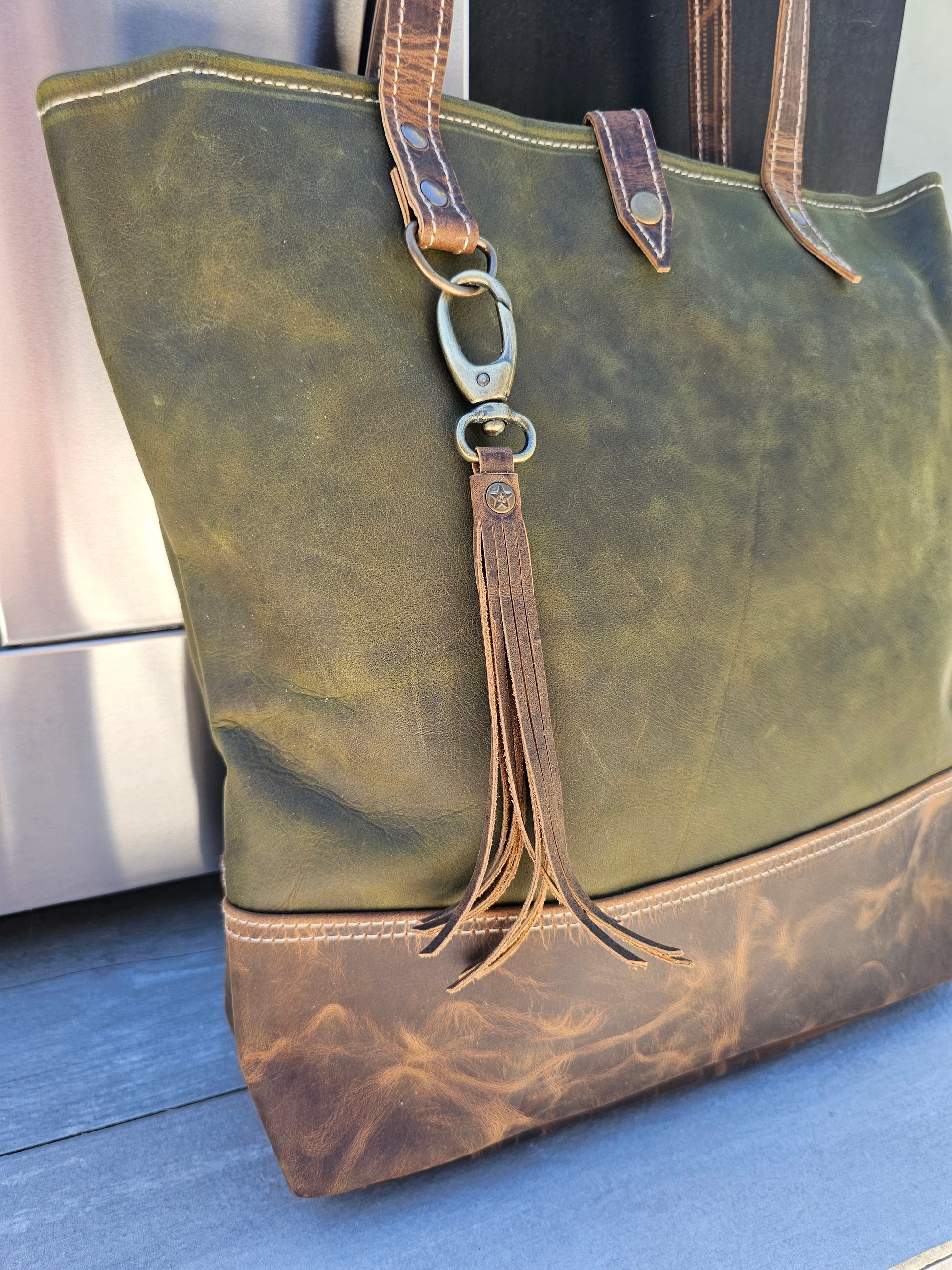 Hunter Green Leather Tote  PRE ORDER