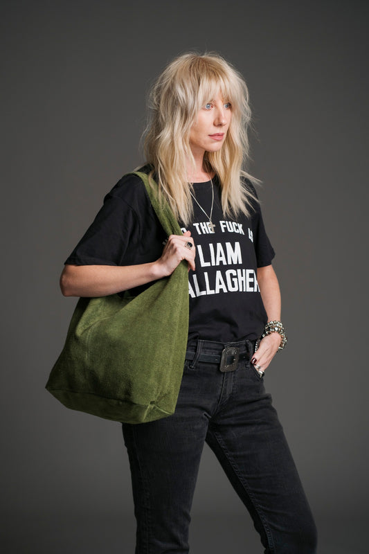 Gia - Olive Luxe Suede Tote