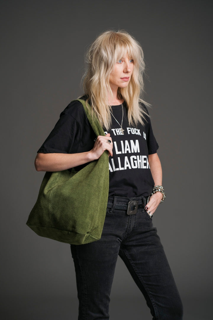 Gia - Olive Luxe Suede Tote