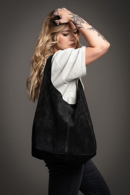 Gia - Noir Luxe Suede Tote