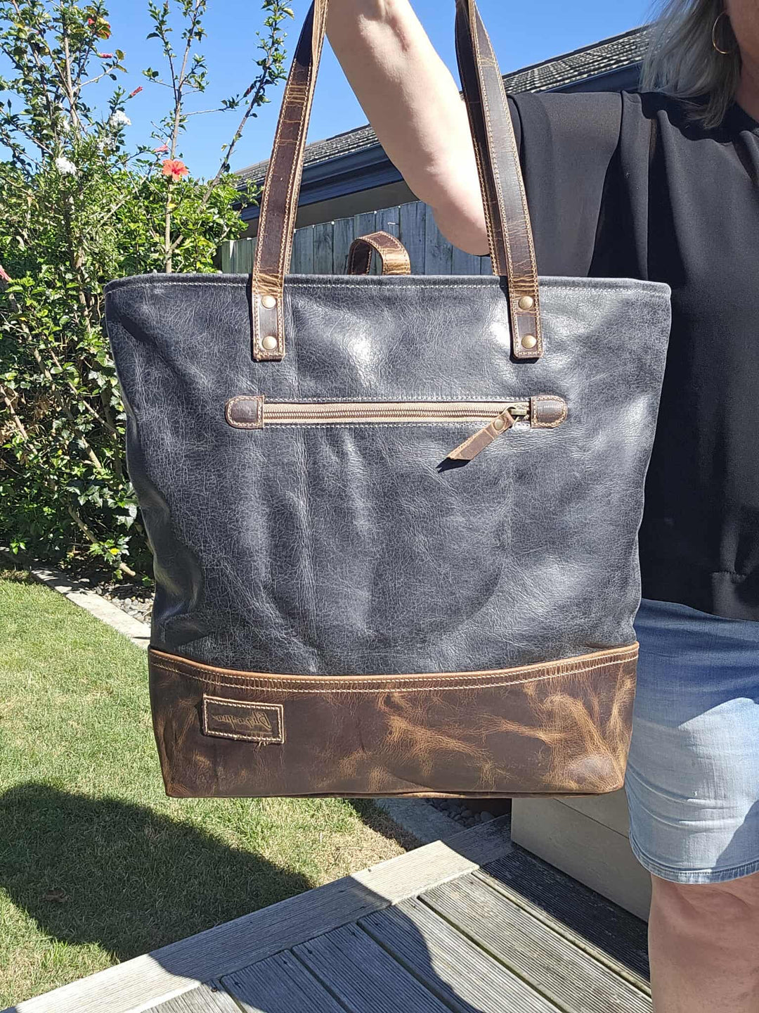 Night Hunter Black Leather Tote