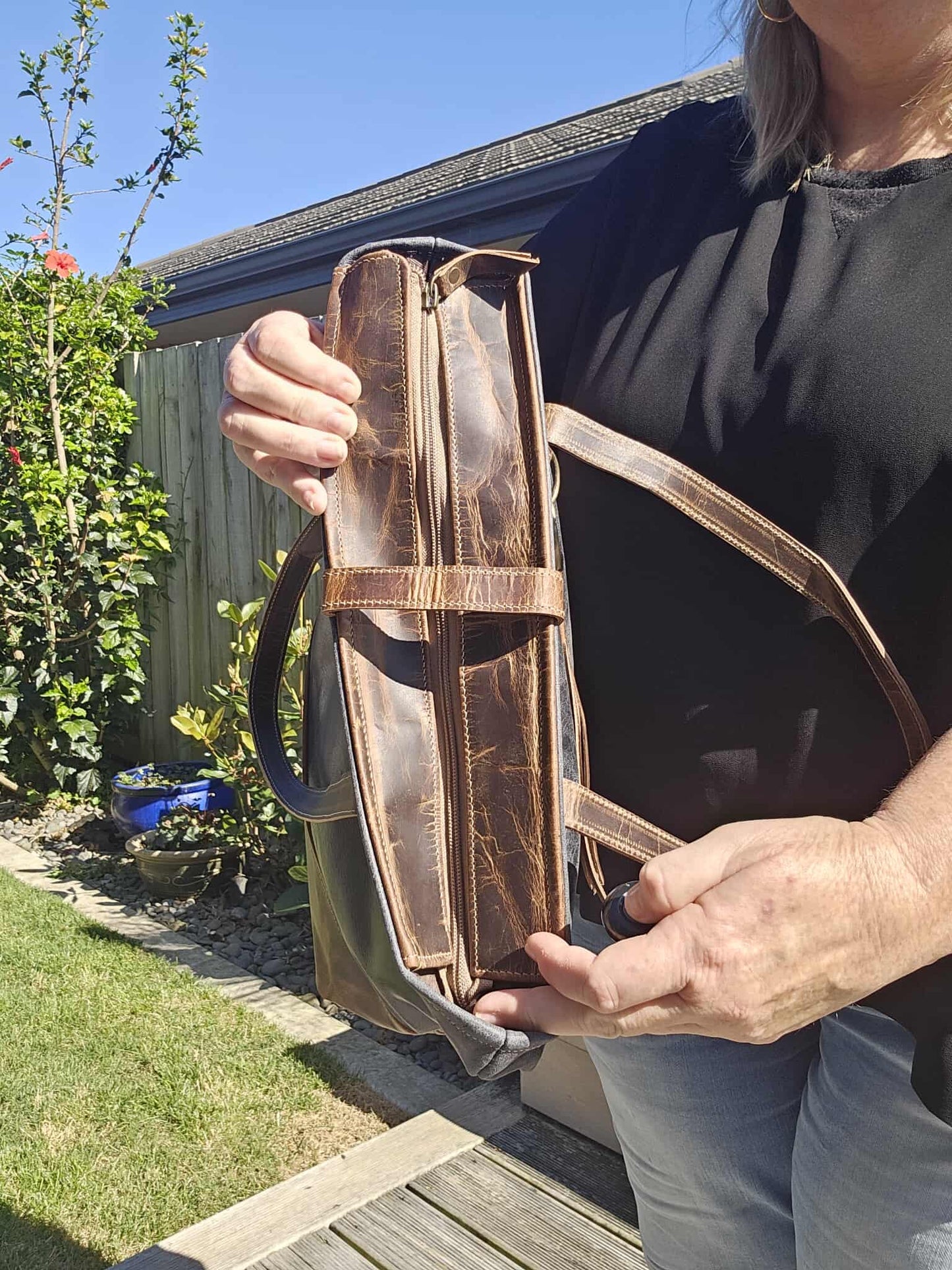 Night Hunter Black Leather Tote