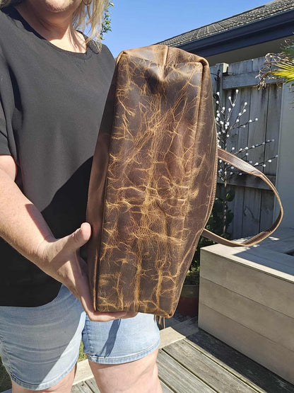 Night Hunter Black Leather Tote