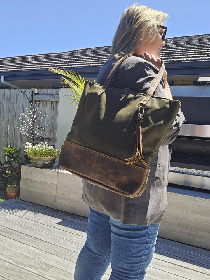 Hunter Green Leather Tote