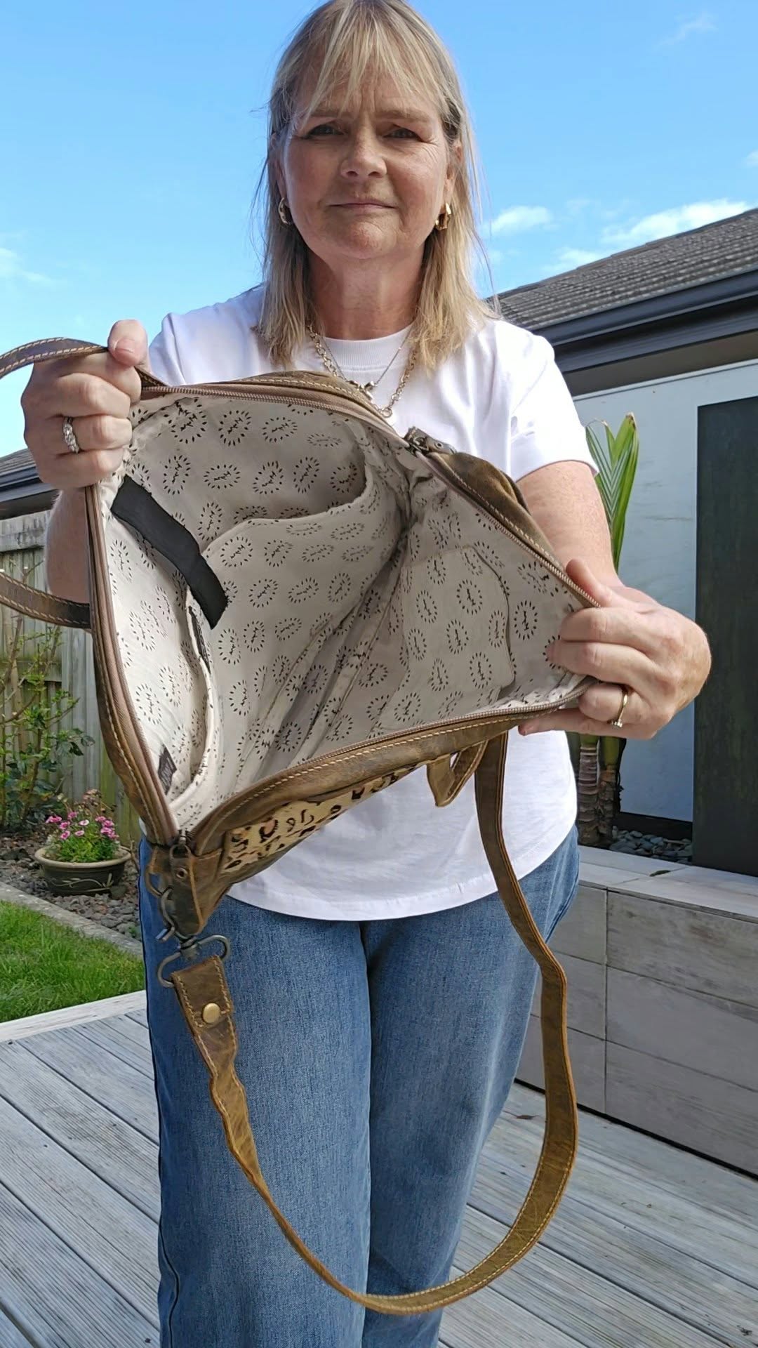 Zuri Aged Leather &amp; Cowhide Laptop Bag