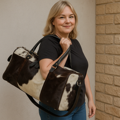 LUXE B&W Cowhide Duffle
