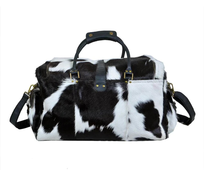 LUXE B&amp;W Cowhide Duffle