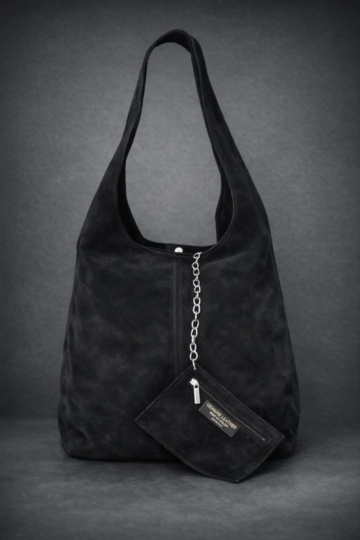 Gia - Noir Luxe Suede Tote