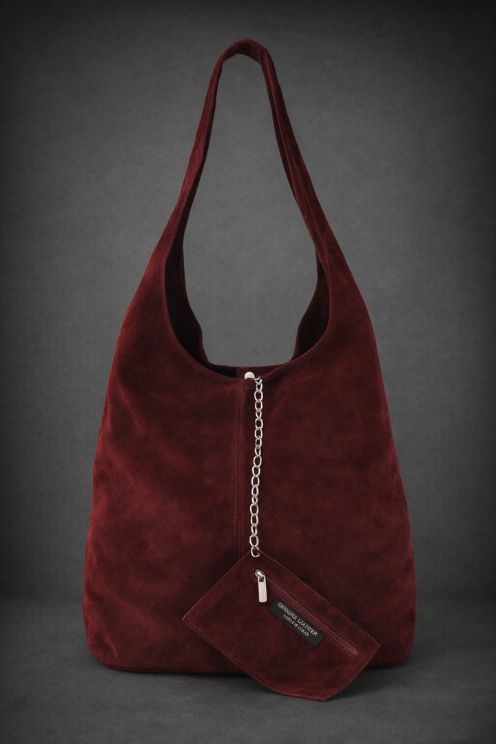Gia - Ruby Luxe Suede Tote