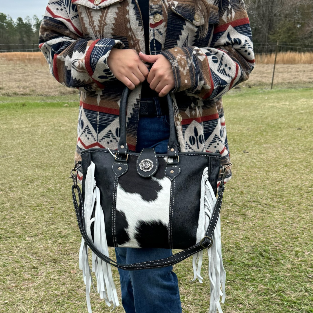 Shelley Cowhide Handbag + Shoulder Strap