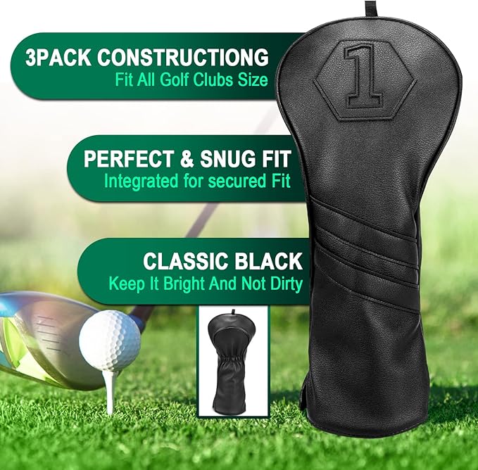 Leather Golf Head Covers - Set of 3