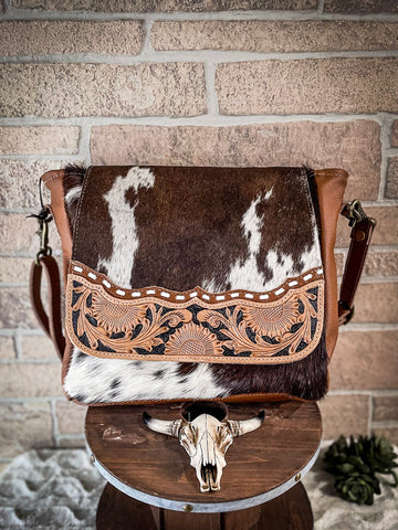 Maggie - Cowhide & Leather Messenger