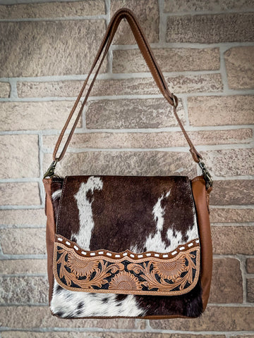 Maggie - Cowhide & Leather Messenger