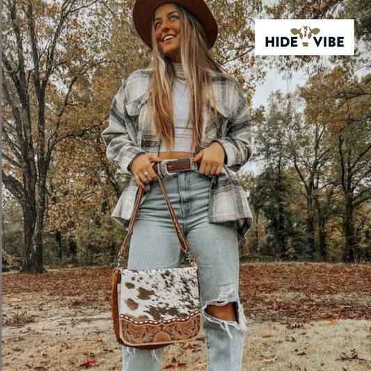 Maggie - Cowhide & Leather Messenger