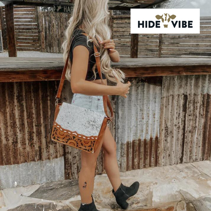 Maggie - Cowhide & Leather Messenger