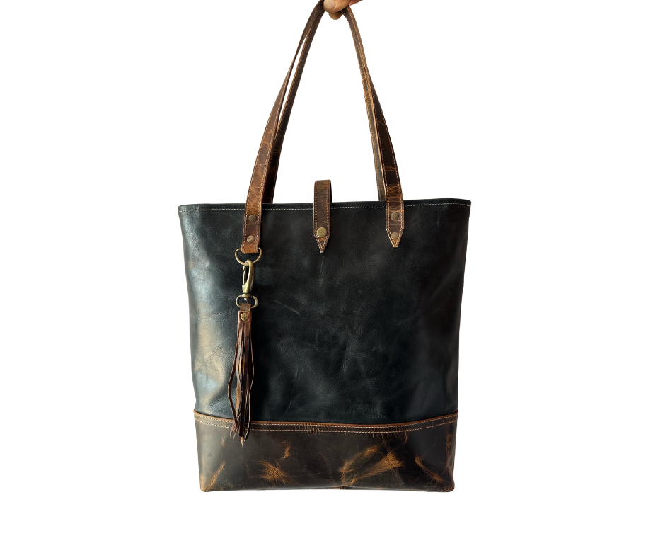 Night Hunter Black Leather Tote