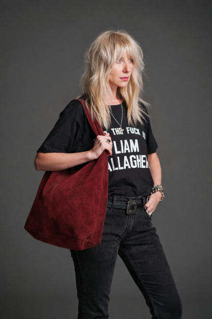 Gia - Ruby Luxe Suede Tote