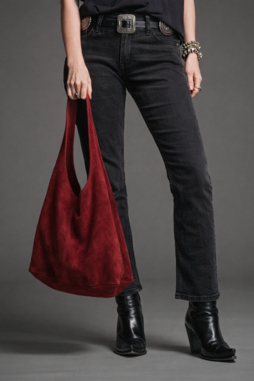 Gia - Ruby Luxe Suede Tote