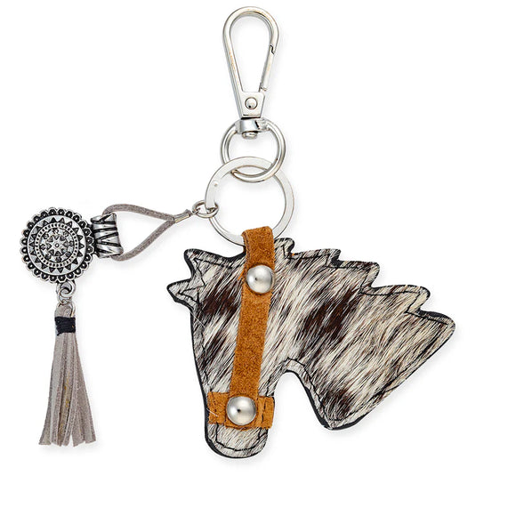 Cowhide Pony Keyring - Black & White