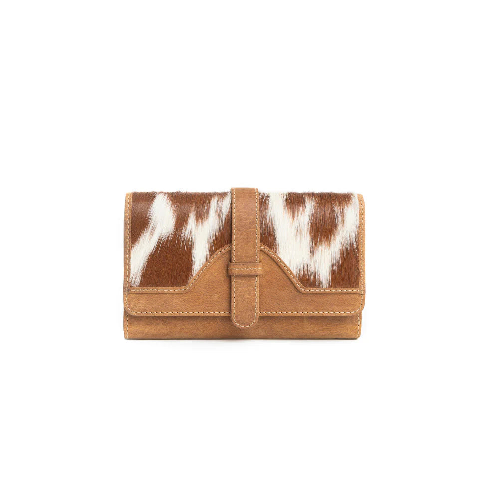 Amber - Aged Leather &amp; Cowhide Tri Fold Wallet