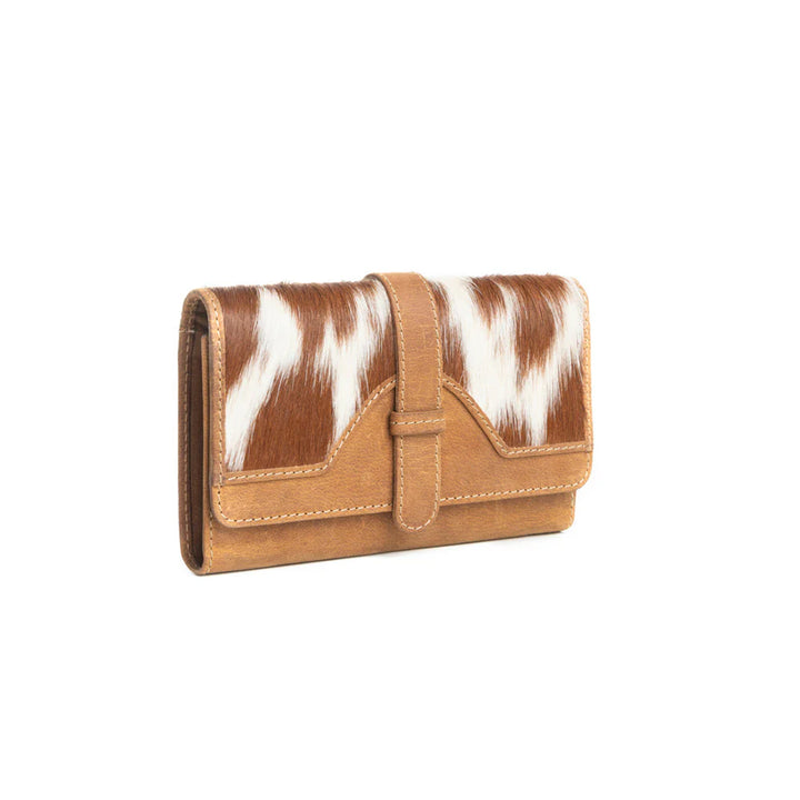 Amber - Aged Leather &amp; Cowhide Tri Fold Wallet