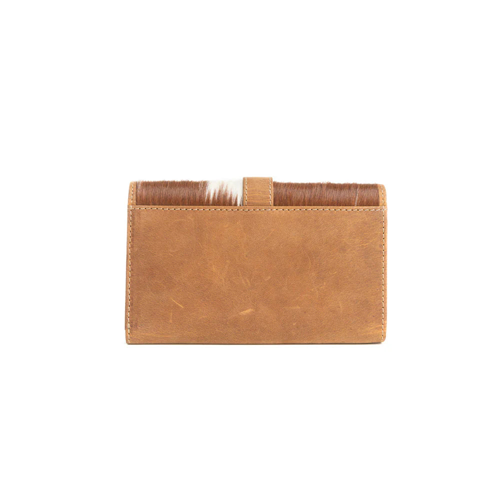 Amber - Aged Leather & Cowhide Tri Fold Wallet