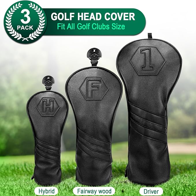 Leather Golf Head Covers - Set of 3