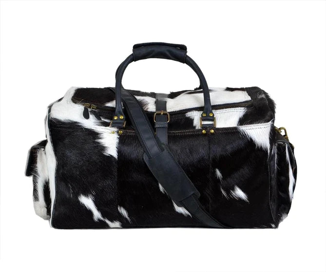 LUXE B&amp;W Cowhide Duffle