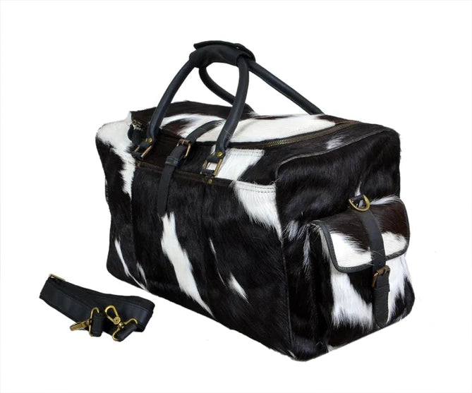 LUXE B&amp;W Cowhide Duffle