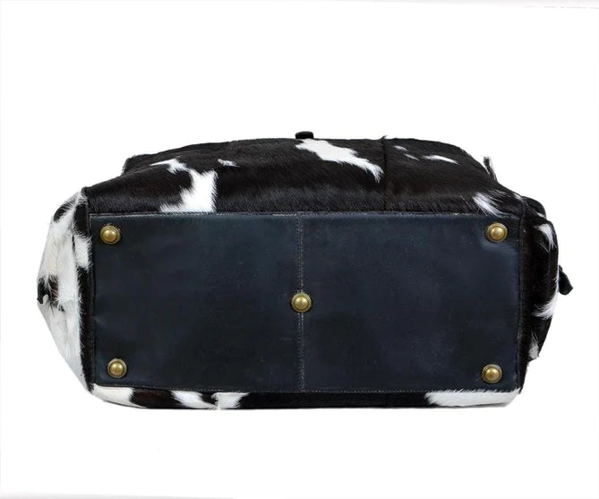 LUXE B&amp;W Cowhide Duffle