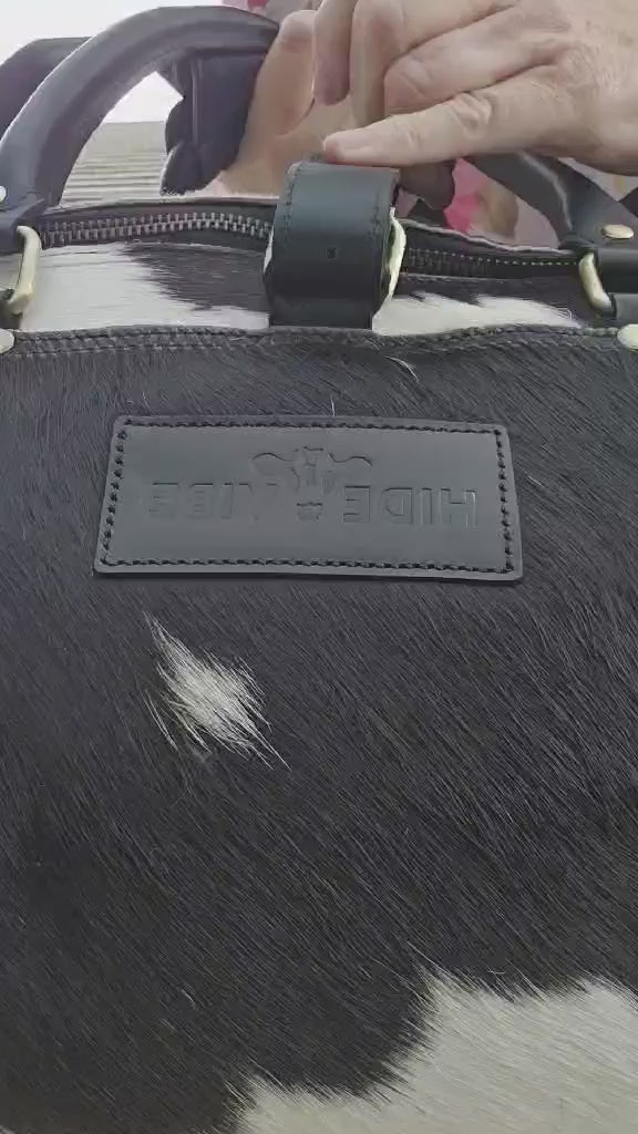LUXE B&amp;W Cowhide Duffle