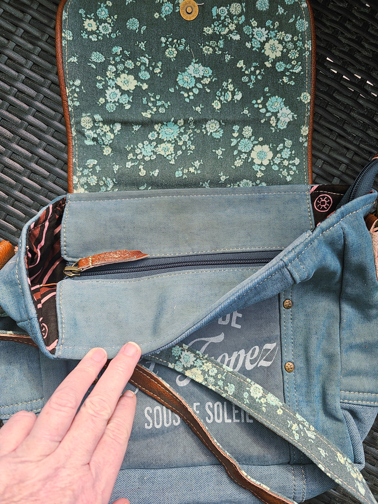Trinny - Recycled Denim & Leather Bag