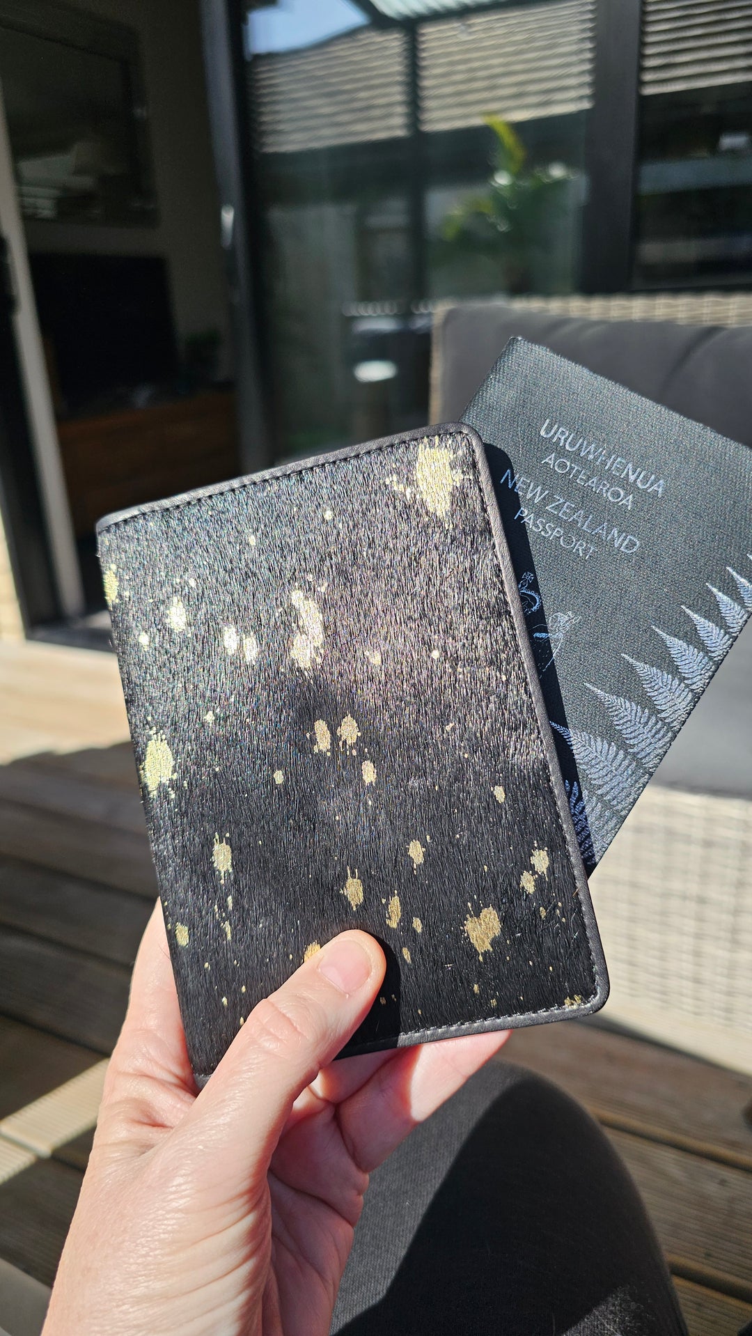 Black &amp; Gold Shimmer Passport Holder