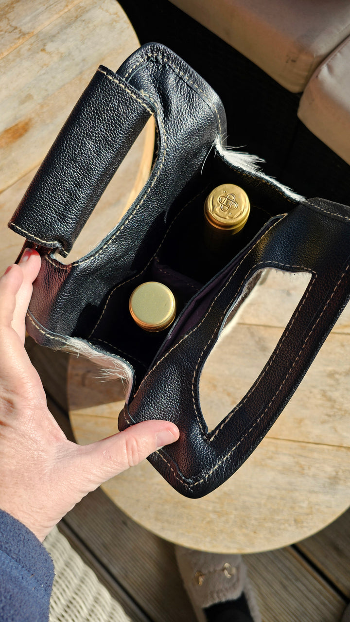 Luxe Cowhide Wine Carrier - 2 Bottles