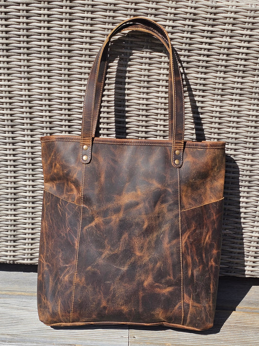 Brooke - Dark Toffee Aged Tote