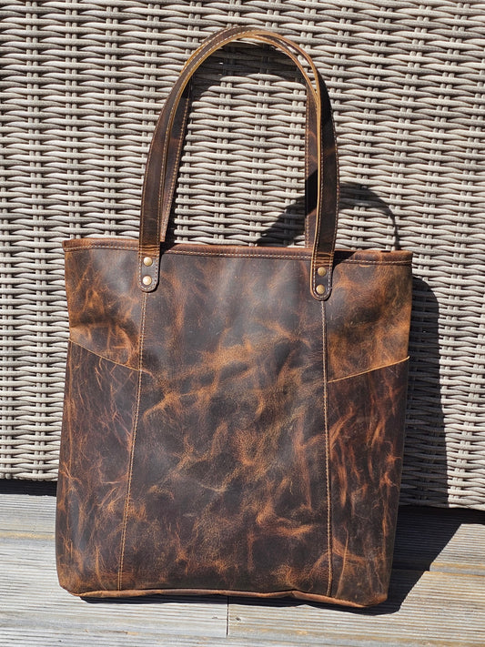 Brooke - Dark Toffee Aged Tote