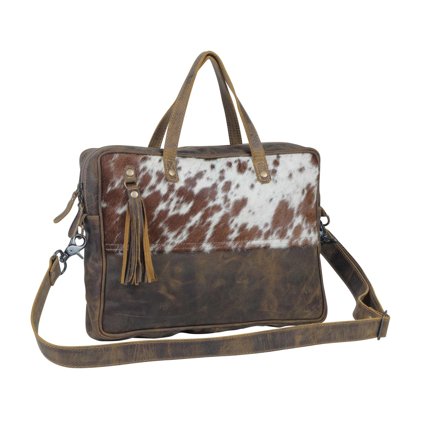 Savanna Aged Leather & Cowhide Laptop Bag