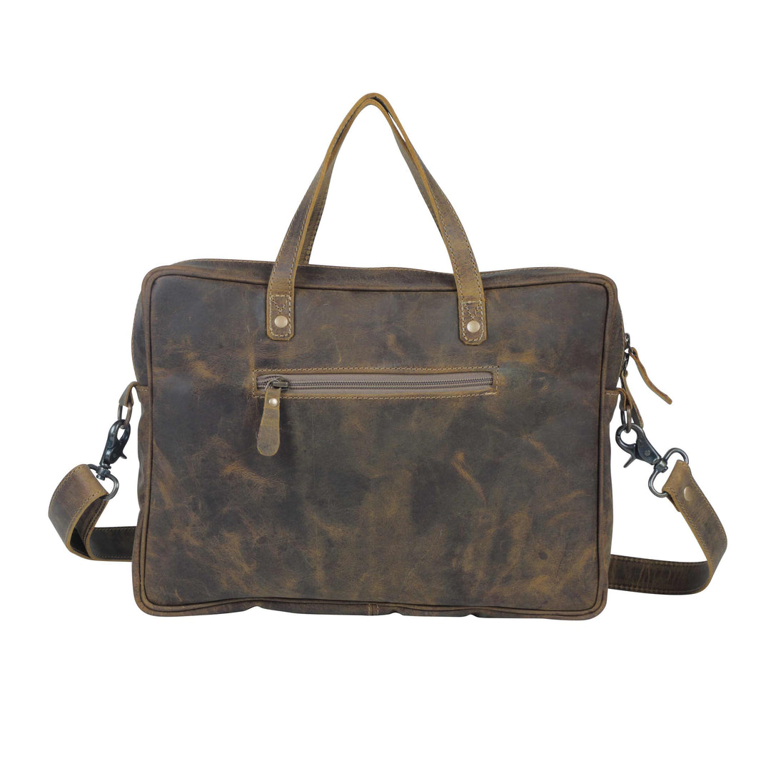 Savannah Aged Leather &amp; Cowhide Laptop Bag